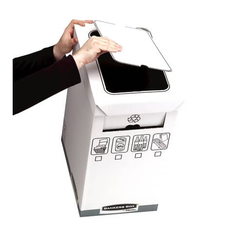 Cestino per rifiuti System in cartone certificato FSC - 55-90 L Fellowes blu e bianco - 0193201